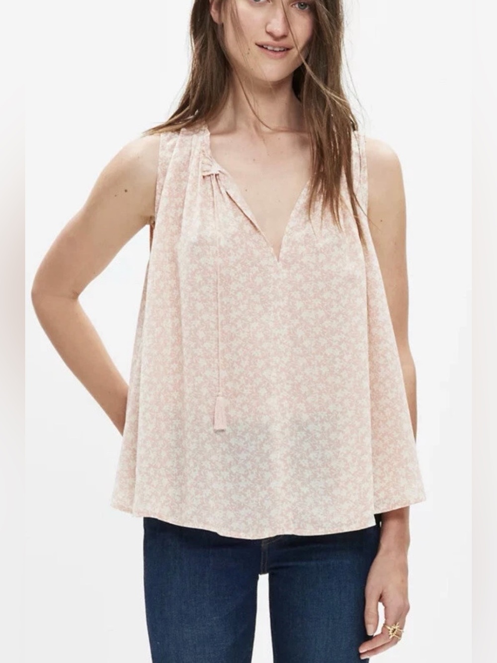 Madewell Bellshift Floral Tank Top Small Silk Nightlily Blush Pink Sleeveless